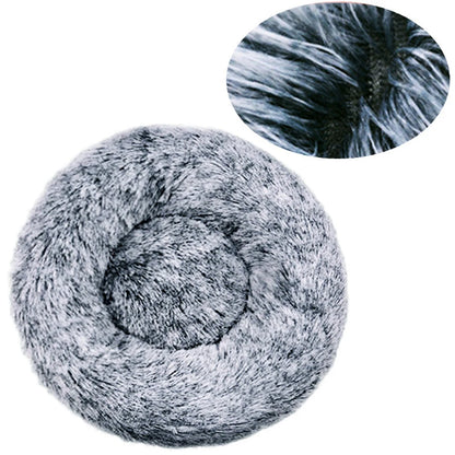 Calming Plush Round Pet Bed – Winter Warm Washable Sofa for Dogs & cat