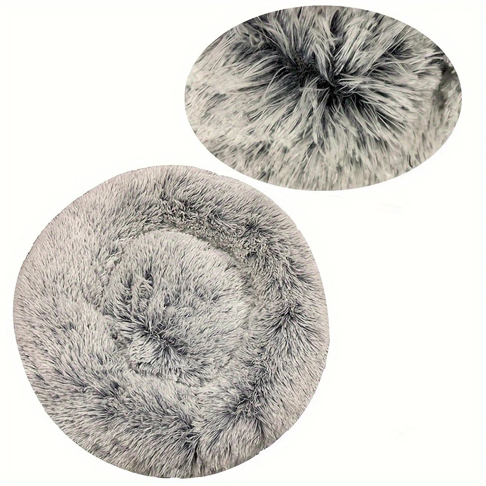 Calming Plush Round Pet Bed – Winter Warm Washable Sofa for Dogs & cat