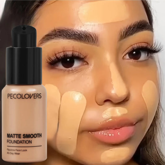 PECOLOVERS Matte Finish Liquid Foundation – Oil Control, Waterproof, Full Coverage