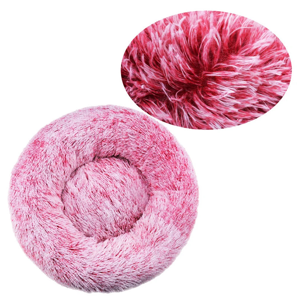 Calming Plush Round Pet Bed – Winter Warm Washable Sofa for Dogs & cat
