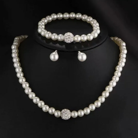 Crystal Pearl Fireball 3-Piece Jewelry Set for Women