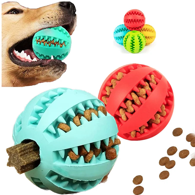 Interactive Rubber Treat Ball Dog Toy – Chewing & Tooth Cleaning