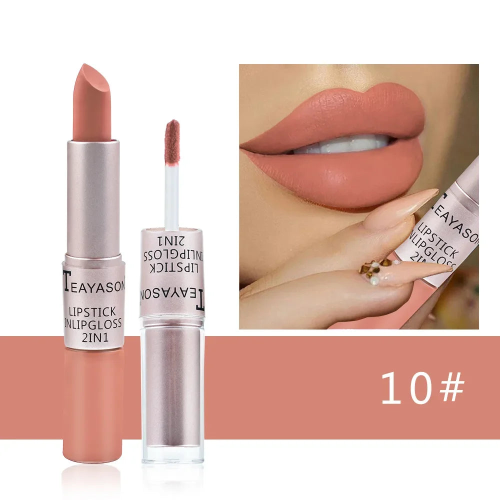 Waterproof Velvet Lipstick & Gloss – 2-in-1 Makeup Must-Have