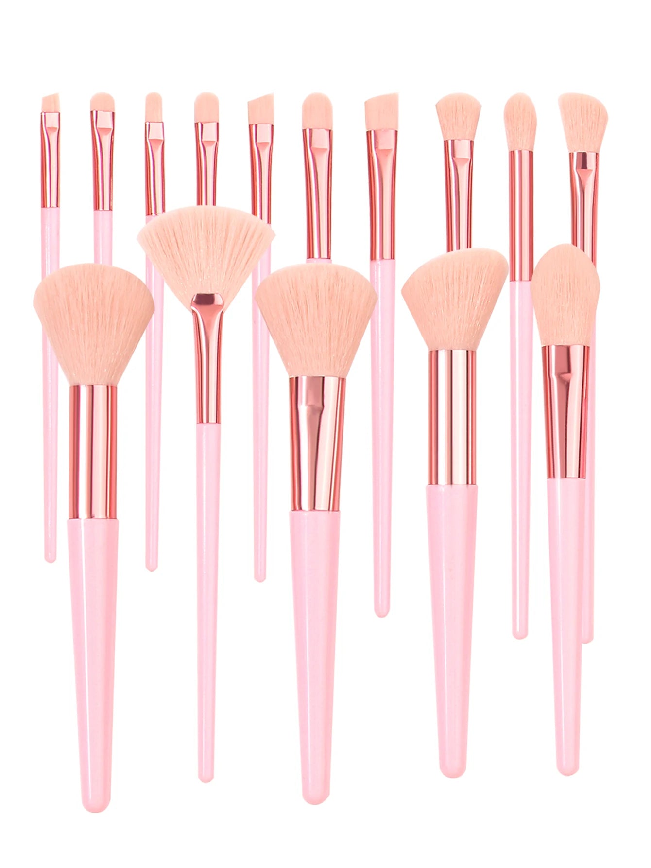 15-Piece Professional Makeup Brush Set with Sponge, Eyebrow Trimmer & Waterproof Bag