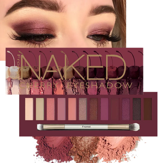 Long-Lasting 12-Color Eyeshadow Palette – Natural Brown and Pink Shades for Easy Makeup