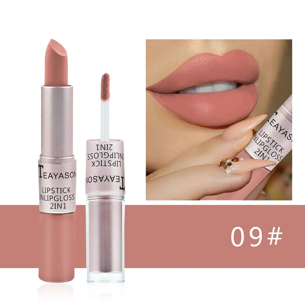 Waterproof Velvet Lipstick & Gloss – 2-in-1 Makeup Must-Have