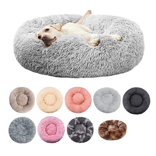Calming Plush Round Pet Bed – Winter Warm Washable Sofa for Dogs & cat