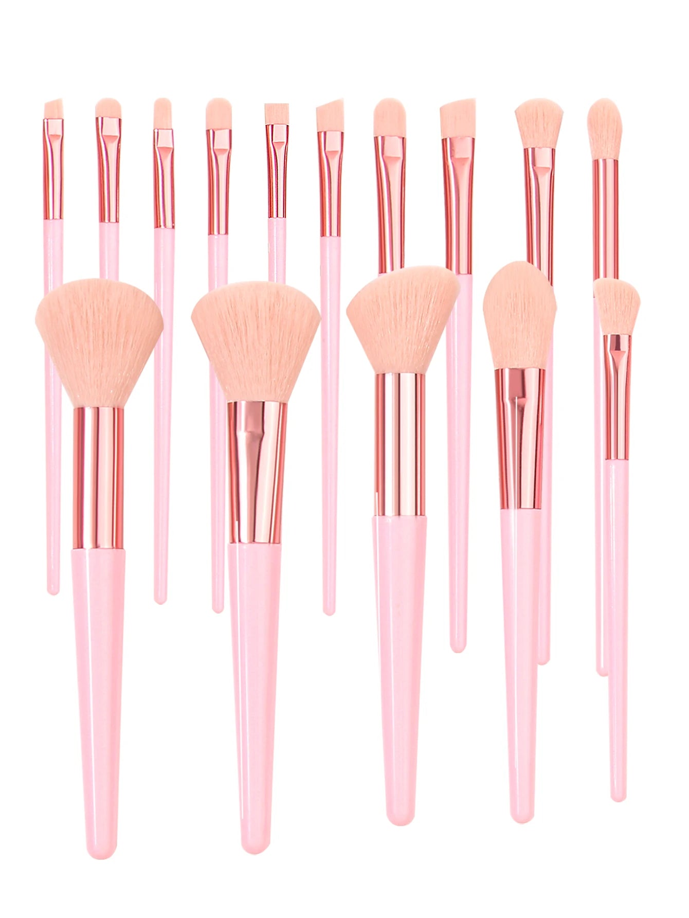 15-Piece Professional Makeup Brush Set with Sponge, Eyebrow Trimmer & Waterproof Bag